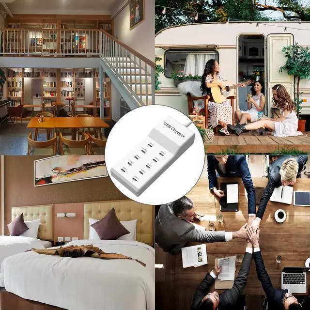 Alt view image 7 of 7 - KEHIPI USB C Charger, 10 Ports USB Charging Station, 50W Multi-Port USBC Charger, USBC Desktop Multiple Charger for iPhone 16/15/14/13/12/iPad/Samsung S24/S23/Ultra/Z Flod/Watch/Headphones