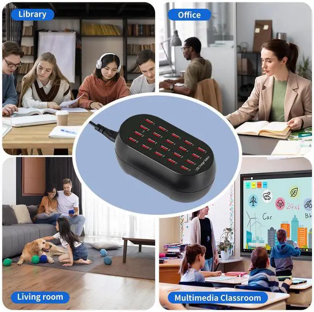 Alt view image 4 of 7 - KEHIPI 20-Port USB Charging Station, 100W Multi-Device Charger Hub, Desktop Power Dock for Smartphones, for iPhone, Samsung Galaxy, iPad, Tablet, Drones, Headphones,Black