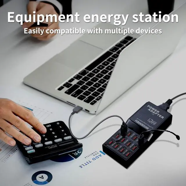 Alt view image 2 of 6 - KEHIPI 60W USB Charging Station for Multiple Devices, 12-Port Multi USB Charger Hub, Fast Charging Dock for iPhone, iPad, Samsung, Tablets & More, Compact Desktop Charger for Home, Office, Travel