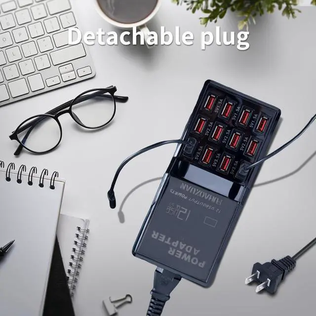 Alt view image 5 of 6 - KEHIPI 60W USB Charging Station for Multiple Devices, 12-Port Multi USB Charger Hub, Fast Charging Dock for iPhone, iPad, Samsung, Tablets & More, Compact Desktop Charger for Home, Office, Travel