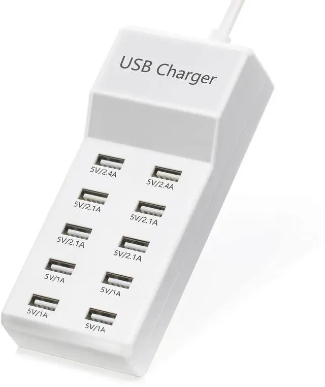 Alt view image 2 of 6 - KEHIPI  50W 10-Port USB Charging Station for iPhone 15/15 Pro/15 Pro Max/15 Plus/14/13/12/11/Xs Max/XR/X/SE White