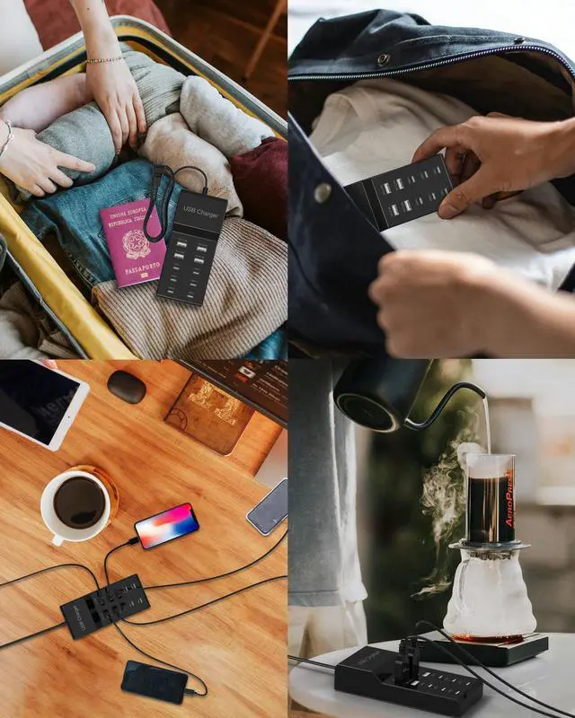 Alt view image 6 of 6 - KEHIPI USB C Charger Block 10-Port USB-C Charging Station 6 USBC Ports & 4 USB-A Ports Total 50W USB Power Strip for Multi Devices for iPhone 16 17 15 14 13 12 Se,Galaxy,Pixel,Tablet,Camera,Headphones