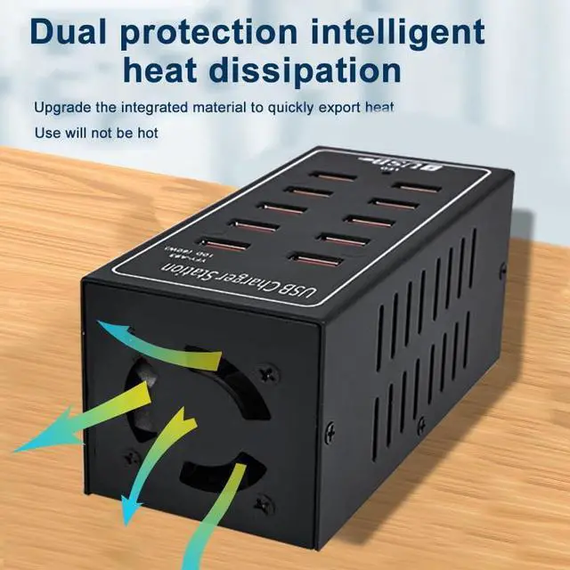 Alt view image 7 of 7 - KEHIPI 10-Port Charging Station, 10-in-1 Multi Port USB Charger for iphone13/14/15,60W Power Delivery Desktop Accessory with Intelligent Protection for Smartphone Tablet School Shopping Hotel Malls