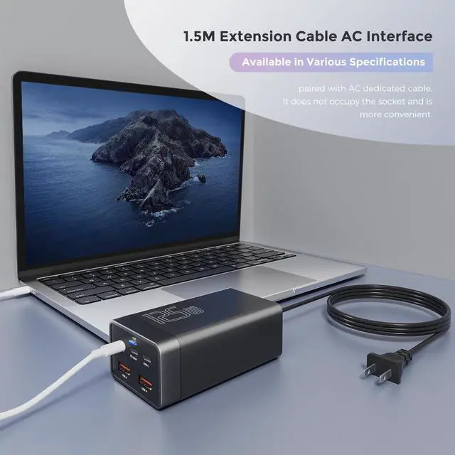 Alt view image 5 of 7 - KEHIPI 125W GaN 5-Port USB Charger,USB Fast Charging Station,Multi Ports Charging Hub with LED Display,Compatible with iPhone15/14/Pro/13/12,Galaxy S23/S22/S21, Note 20 Ultra, LG, HTC, and More