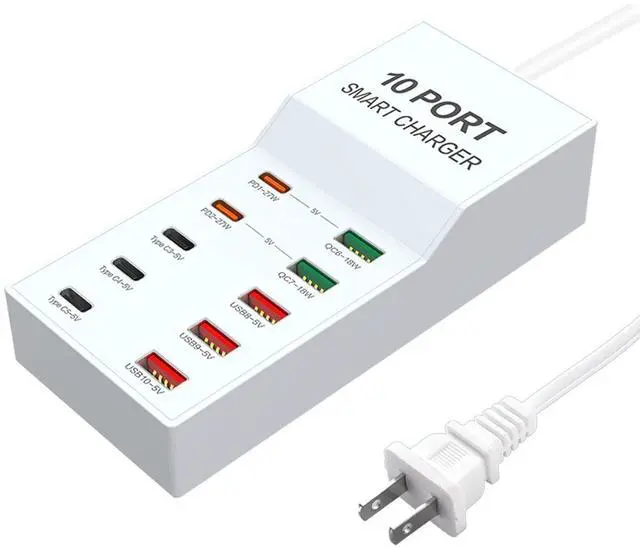 Main image of KEHIPI 72W USB C Charger Block, 10-Port Charging Station for iPhone Pro Max, Samsung Galaxy, iPad, AirPods - Compatible with Most Smartphones & Tablets