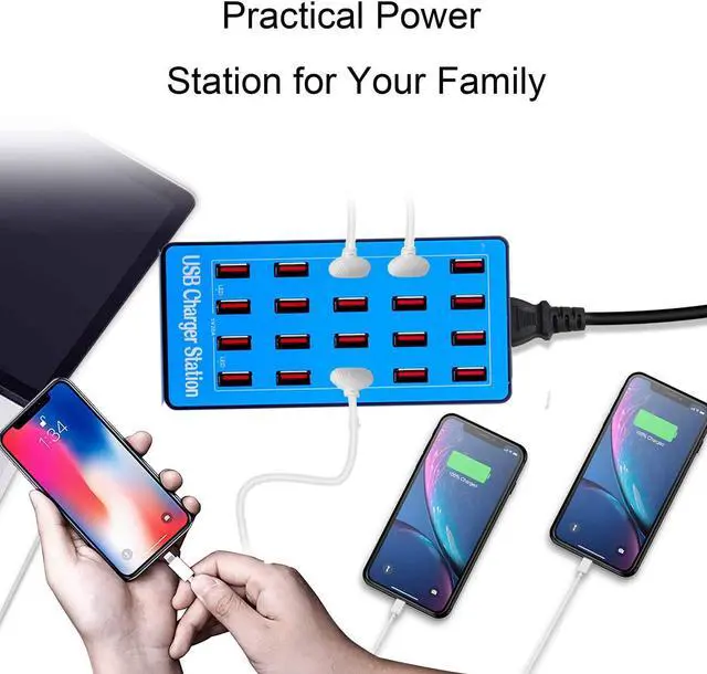 Alt view image 5 of 6 - KEHIPI USB Charging Station, 20-Port 100W/20A Multi-USB Charger Station for Smartphones, Tablets, and Other Devices