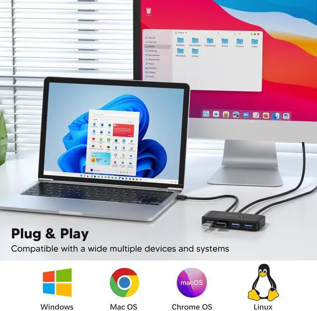 Alt view image 5 of 6 - KEHIPI USB 3.0 Switch selector, KVM Switch hub Adapter, 2 Computers Sharing 4 Devices, Applicable to Various USB Devices, Compatible with Multiple Systems
