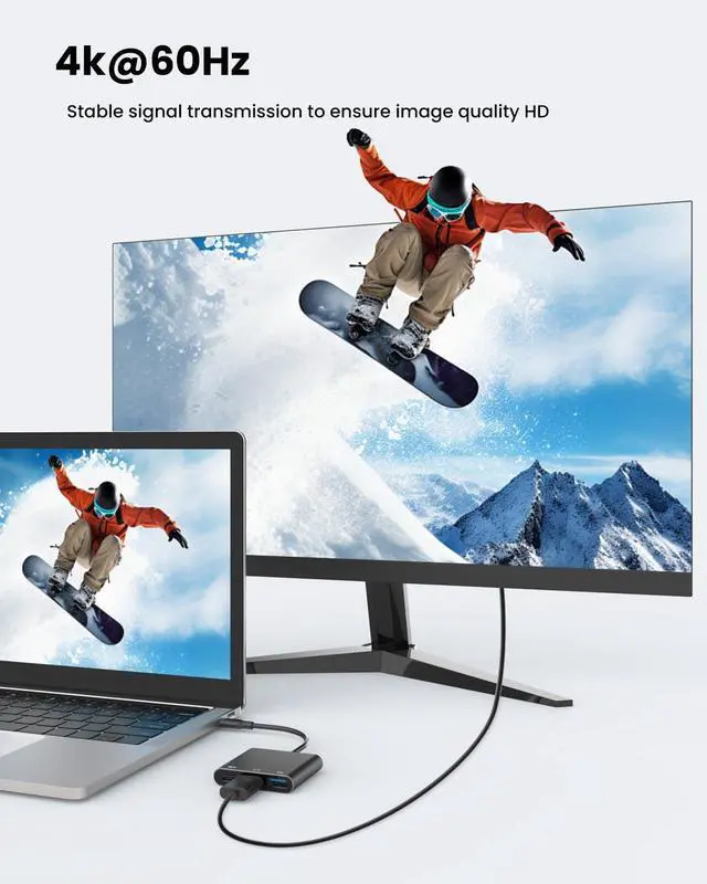 Alt view image 3 of 7 - USB C to HDTV Adapter with 4K@60Hz HDTV Output, Multi-AV Converter for for MacBook/Mac Pro Air iPad Pro and More Type-C Port Device