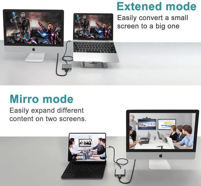 Alt view image 7 of 7 - KEHIPIUSB C Multiport AV Adapter with 4K HDTV Output USB 3.0 Port, 50cm Braided Cable & USB-C Fasting Charging Port,Compatible for MacBook Pro Air M1 M2 Pad Pro iMac and Other Type C Devices