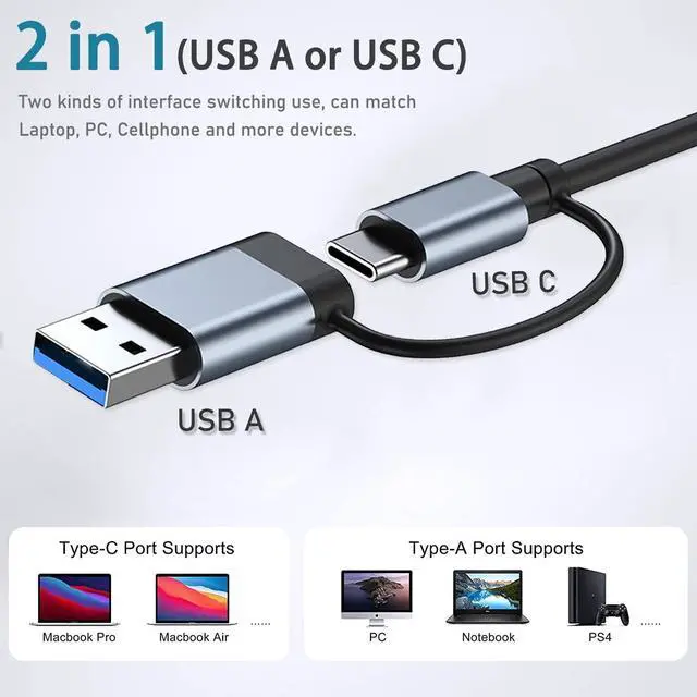 Alt view image 4 of 6 - KEHIPI USB Hub 3.0 with 7 Ports, Aluminium USB C to USB 3.0 Hub for MacBook, Mac Pro/Mini, iMac, Ps4, PS5, Surface Pro,Flash Drive, Samsung