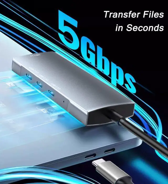 Alt view image 3 of 7 - KEHIPI ENON USB C Hub 5Gbps, Laptop Docking Station with 4 x 5Gbps USB-C Data Ports Comptible for MacBook Pro, iMac, iPad Pro, iPhone 16/15, Galaxy S24, and More