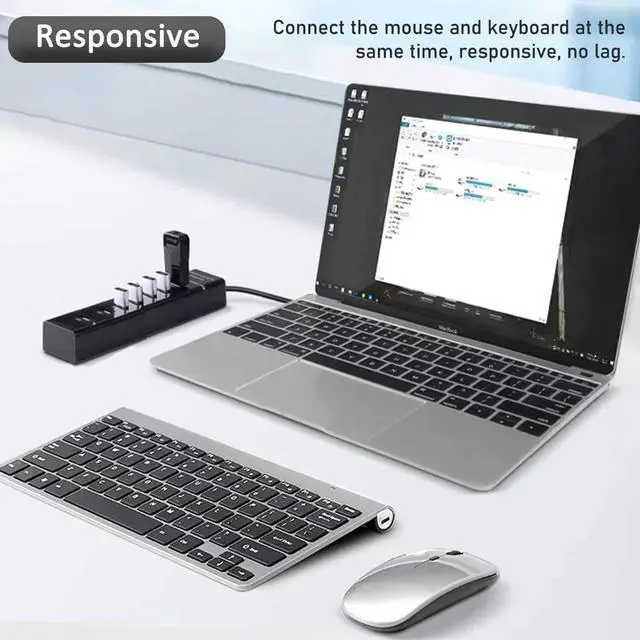 Alt view image 5 of 7 - KEHIPI USB Hub 3.0, 7-Port USB Data Hub Splitter for Laptop, PC, MacBook, Mac Pro, Mac mini, iMac, Surface Pro and More USB Devices