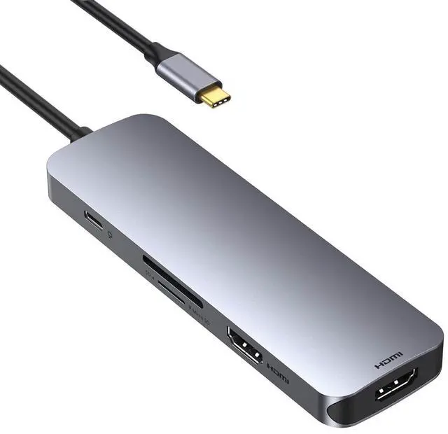 Main image of KEHIPI Docking Station Dual Monitor, USB C Hub Dual HDMI Adapter for 2 Monitors with 2 4K HDMI, 2 USB 3.0 5Gbps, SD/TF Card Reader, PD 100W, USB C Ports Comaptible for MacBook, Dell, HP, Surface