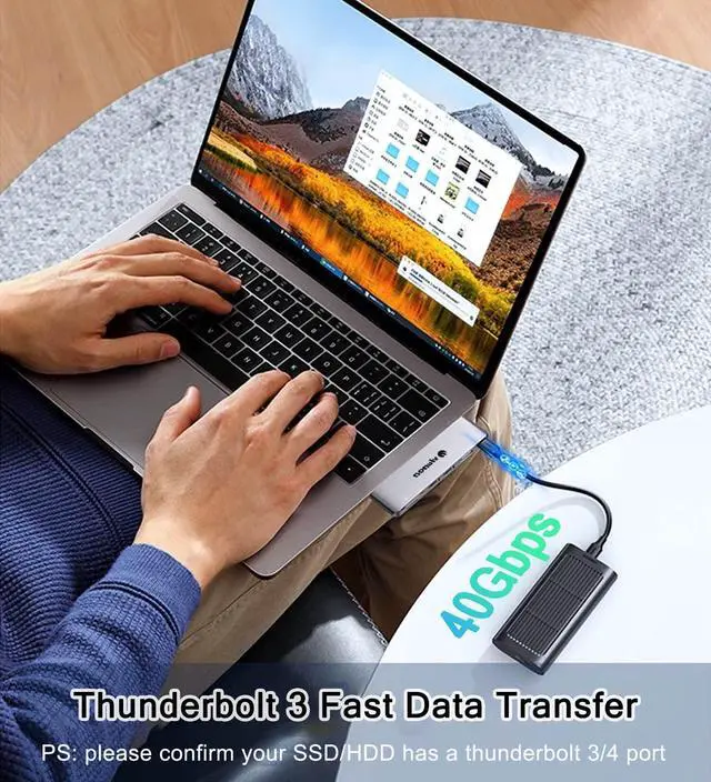 Alt view image 5 of 7 - KEHIPI USB C Hub Adapter for MacBook, 7 in 2 Docking Station with 4K HDMI, 40Gbps Thunderbolt 3, 5Gbps USB-A &C Data Ports, SD/TF Card Reader Compatible for MacBook Pro Air M3/M2/M1 (2018-2024)