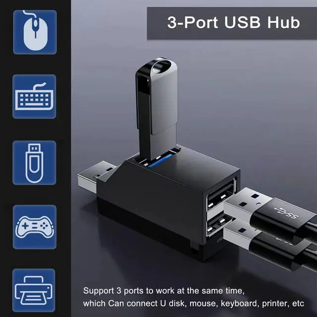 Alt view image 2 of 7 - KEHIPI USB 3.0 Hub, 3-Port Portable USB Expander USB Splitter for Laptop, Car, Mac Pro, iMac, MacBook Air, MacBook Pro, MacBook and More