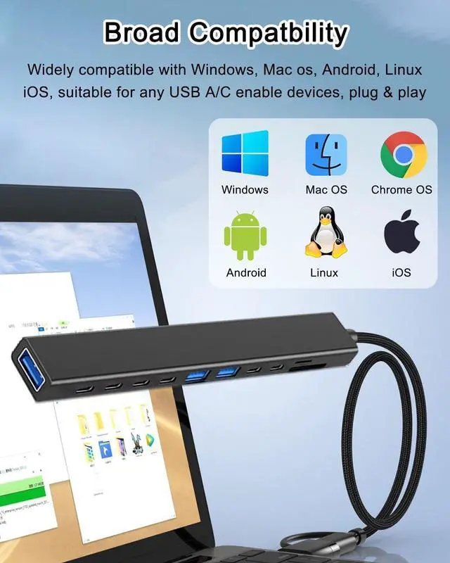 Alt view image 6 of 7 - KEHIPI 11 in 1 USB C Hub USB Hub 3.0 with SD Card Reader,  USB Extender with Memory SD/Micro SD Card Reader, for Laptop, PC, MacBook, iPad Pro, iMac-Aluminum