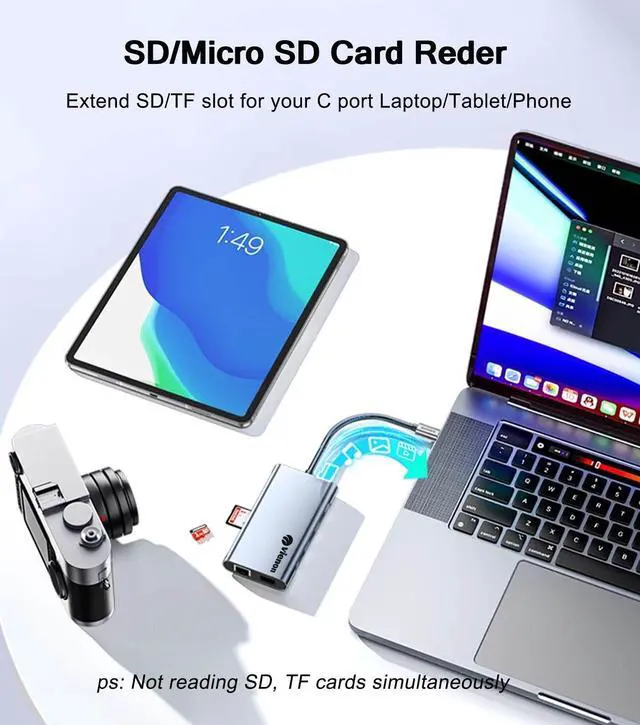 Alt view image 5 of 7 - KEHIPI 11-in-1 USB C Hub, Laptop Docking Station with RJ45 Gigabit Ethernet, 4K HDMI, 1080P VGA, SD/Micro SD Card Reader, 3.5 mm Audio Aux Jack, PD 100W Charging, Full Functional USB C Dongle