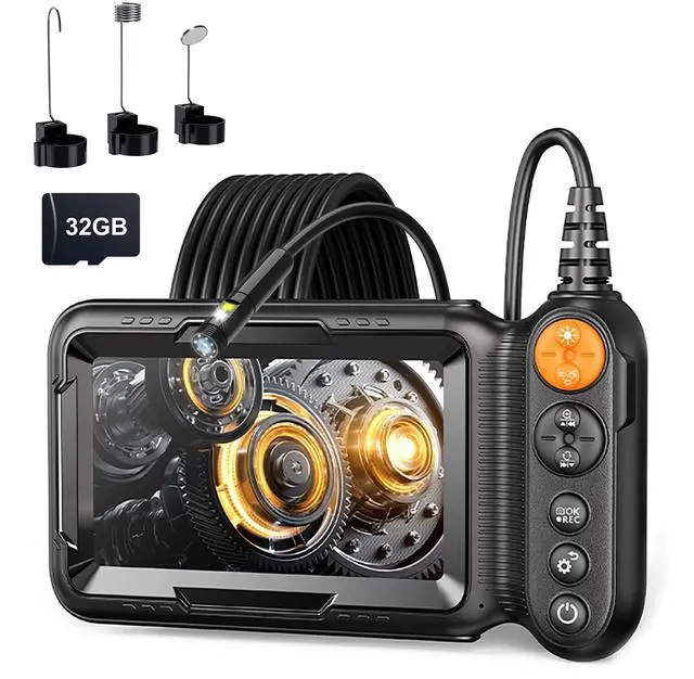 Main image of KEHIPI Dual-Lens Endoscope Camera with Light, Borescope with 5" IPS Screen, Photo & Video Inspection Cameras with 32G SD Card, IP67 Waterproof Snake Camera, Cool Gadgets for Men, Women(16.5FT)