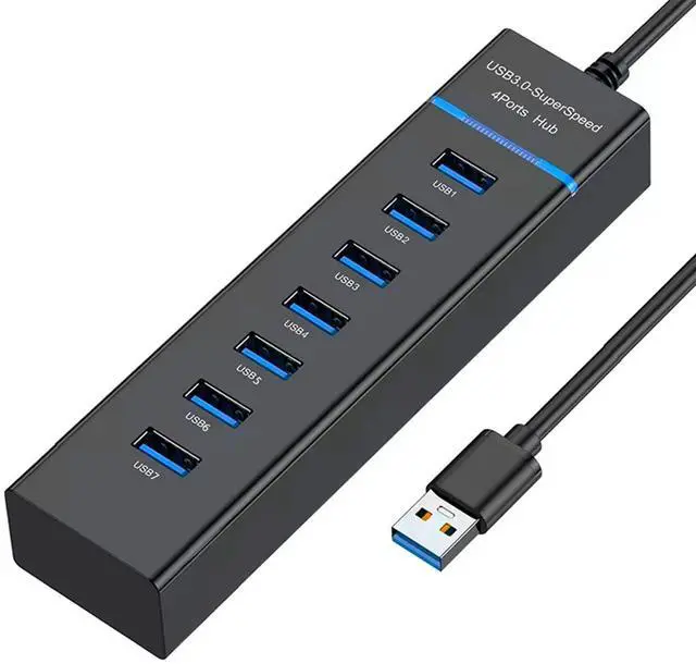 Main image of KEHIPI USB Hub 3.0, 7-Port USB Data Hub Splitter for Laptop, PC, MacBook, Mac Pro, Mac mini, iMac, Surface Pro and More USB Devices