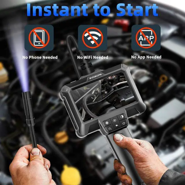 Alt view image 4 of 7 - KEHIPI Endoscope Camera with Light - IP67 Waterproof Borescope Camera with 8 Adjustable LED Lights | 4.3" LCD Screen Borescope | HD 1080P Inspection Cameras with 16.5ft Semi-Rigid Cord Tools for Men