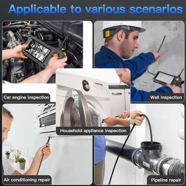 Alt view image 6 of 7 - KEHIPI Endoscope Camera with Light - 4.3" LCD Screen Inspection Cameras,IP67 Waterproof Borescope with 8 Adjustable LED Lights,HD 1080P Endoscope Camera 16.5ft Semi-Rigid Cord,gifts for men tools and