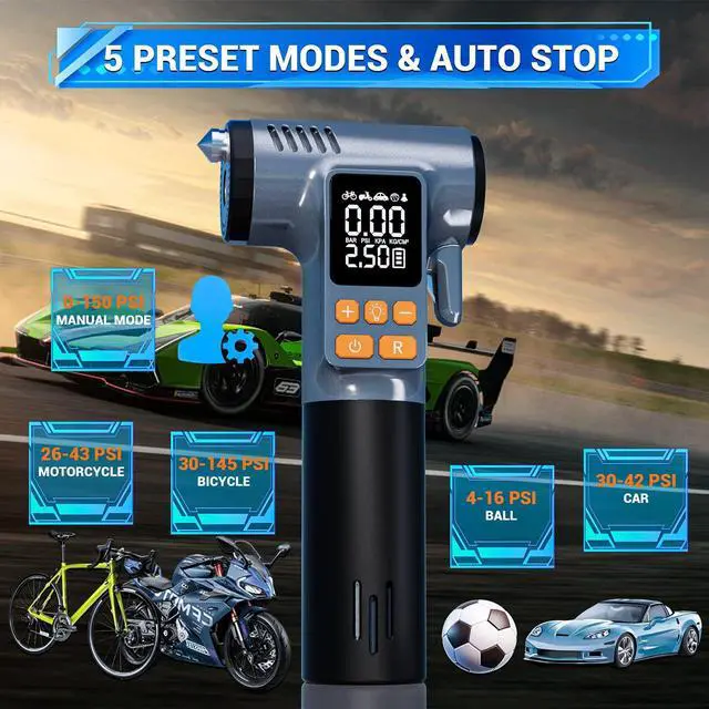 Alt view image 5 of 7 - KEHIPI Car Tire Inflator with Window Breaker Seatbelt Cutter: 180PSI Air Pump - Portable Air Compressor with Digital Pressure Gauge & Auto Shut-Off for Car, Bike, Ball, Motorcycle, Swim Ring- Gift for