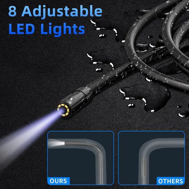 Alt view image 3 of 7 - KEHIPI Endoscope Camera with Light - IP67 Waterproof Borescope Camera with 8 Adjustable LED Lights | 4.3" LCD Screen Borescope | HD 1080P Inspection Cameras with 16.5ft Semi-Rigid Cord Tools for Men