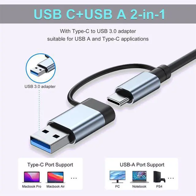 Alt view image 5 of 6 - KEHIPI Aluminum USB C & USB Hub 7-in-1 with USB 3.0, USB-C Ports for PC/Laptops/MacBook Pro/Air/iMac/iPad and More Devices