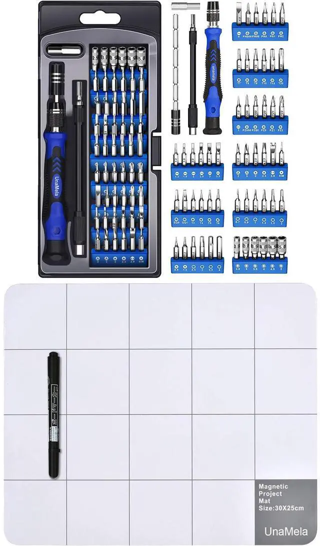 Main image of KEHIPI Precision Screwdriver Set, 61 in 1 Computer Repair Tool Kit with 56 Bits and  Large Size Mat with Dry Erase Pen Compatible for Laptop, PC, iPhone