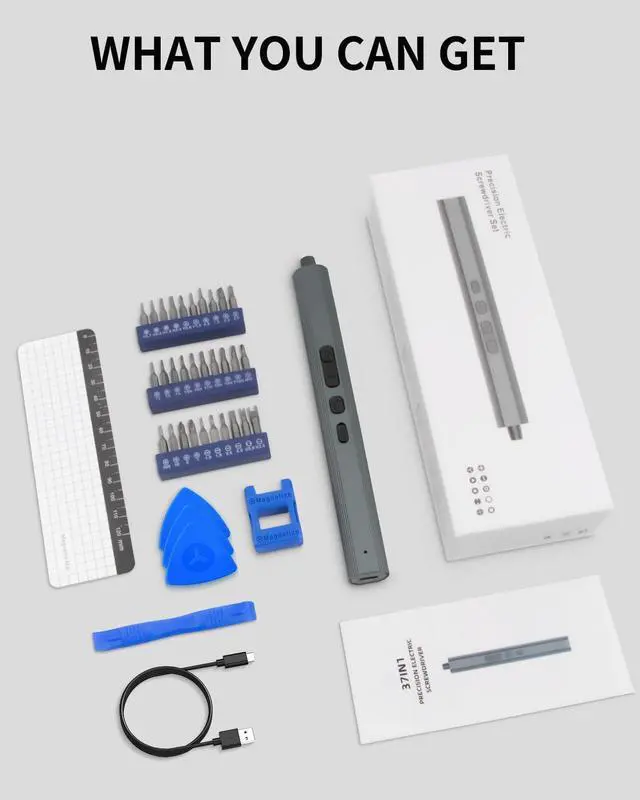 Alt view image 7 of 7 - KEHIPI Mini Electric Screwdriver Set Upgraded: Small Electric Precision Screwdriver Cordless - 3 Torque Settings, 30 S2 Bits, 4 LED Lights, Power Screwdriver Repair Tool Kit for PC RC Electronics