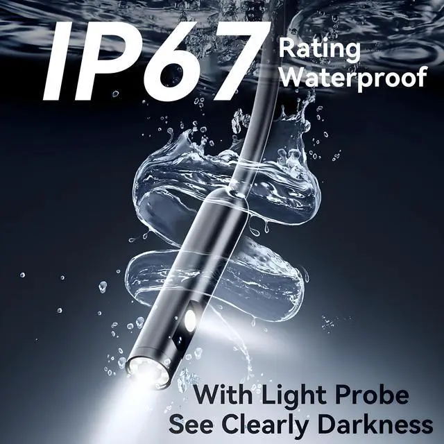 Alt view image 4 of 6 - KEHIPI Endoscope Camera with Light, 5" IPS Screen Borescope,1920P HD Inspection Camera with Lights, IP67 Waterproof Flexible Cable for Automotive/Home/Wall/Pipe/Car (16.5FT)