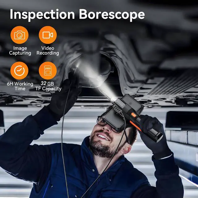 Alt view image 5 of 6 - KEHIPI Endoscope Camera with Light, 5" IPS Screen Borescope,1920P HD Inspection Camera with Lights, IP67 Waterproof Flexible Cable for Automotive/Home/Wall/Pipe/Car (16.5FT)