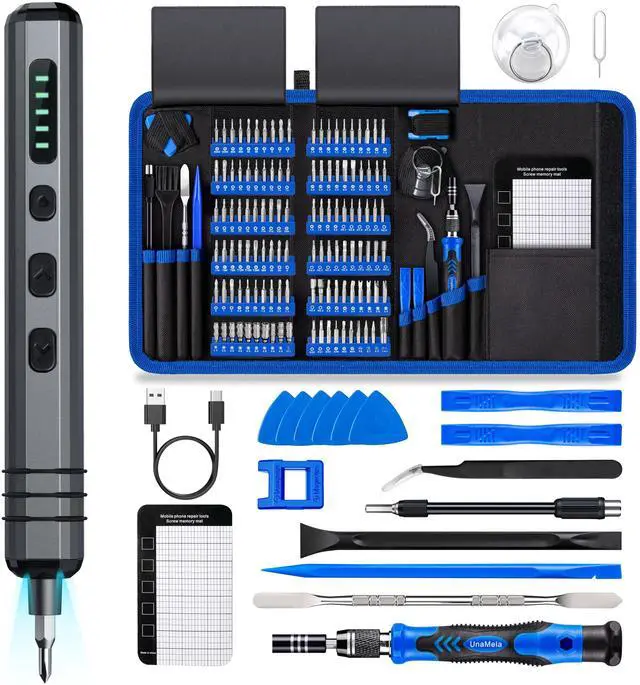 Main image of KEHIPI Mini Electric Screwdriver Set 140-IN-1: Small Electric Screwdriver Cordless - 120 Precision Bits, 5 Torque Settings, LED Light, Magnetic Power Screwdriver Repair Tool Kit for PC RC Electronics