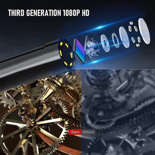 Alt view image 4 of 6 - KEHIPI Borescope, Endoscope Camera with Light, IP67 Waterproof Endoscope, 1080 HD Inspection Endoscope, Snake Camera with 50FT Semi-Rigid Cord, Gadgets for Men(2.4")