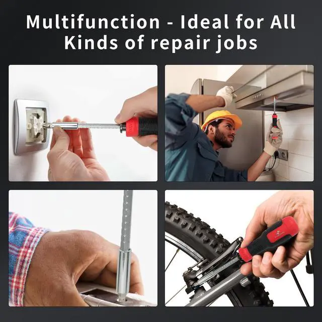 Alt view image 6 of 6 - KEHIPI 13-in-1 Multi-bit Screwdriver, Mini Adjustable Screwdriver Set, Precision Screw Driver Tool All in One with Torx, Flat Head, Phillips, Hex, Repair Kit Square and 1/4 Nut Driver