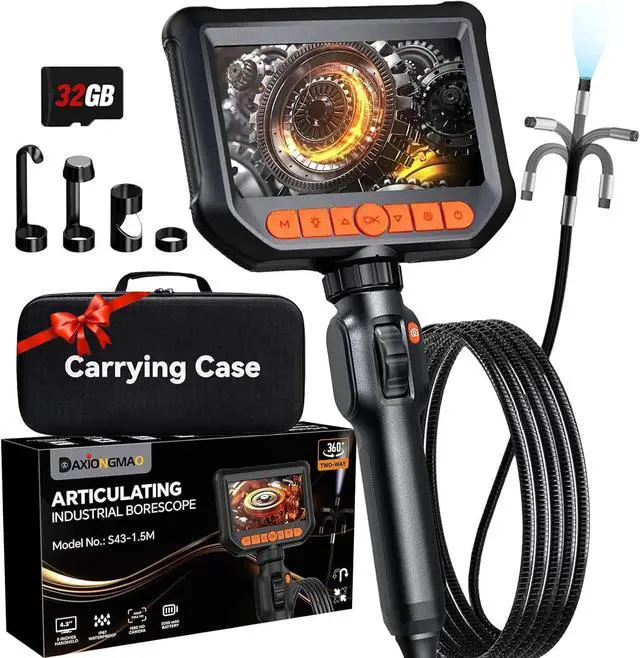 Main image of KEHIPI Two-Way Articulating Borescope Camera with Light, 1920P HD Endoscope Camera, 5 FT Flexible Snake Inspection Scope for Automotive and Aircraft Mechanics, Father's Day Gifts&Cool Gadgets for Men