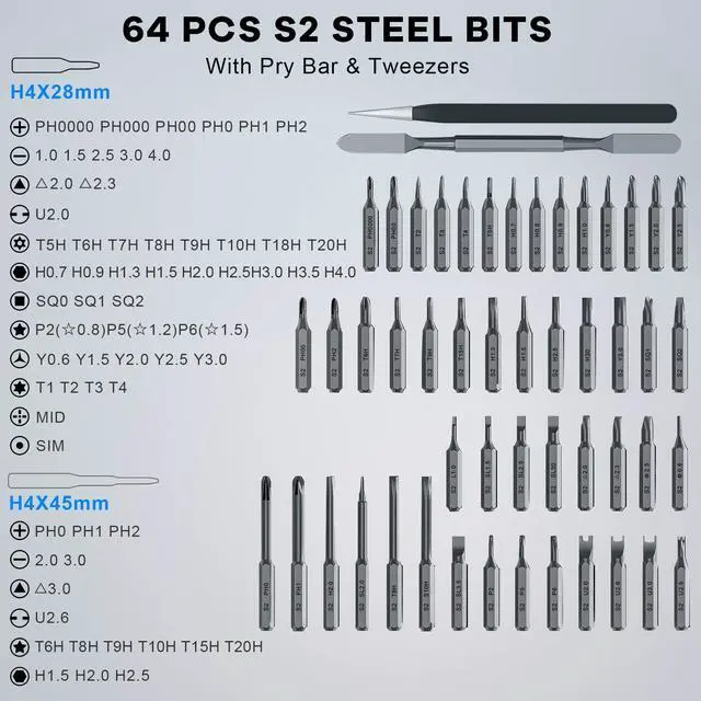 Alt view image 5 of 7 - KEHIPI 68 in 1 Mini Electric Screwdriver, Precision Electric Screwdriver Set with Magnetic Bits, Rechargeable Portable Screwdrivers - Cordless Power Repair Tool Kit for PCs and Electronics