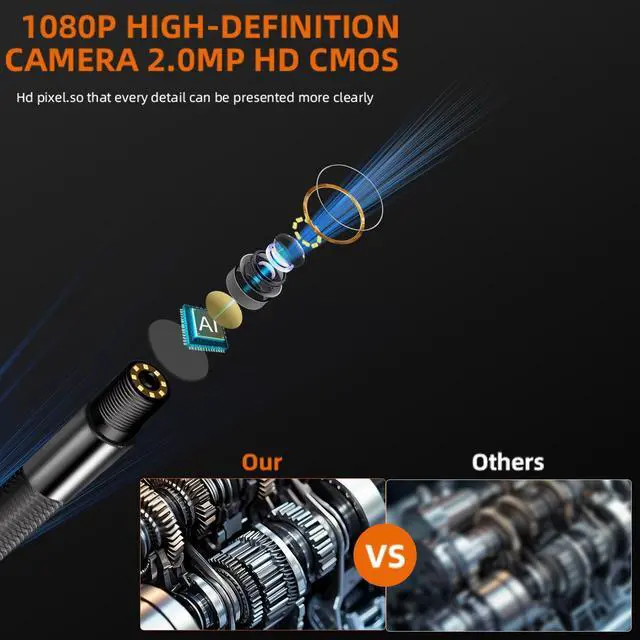 Alt view image 3 of 7 - KEHIPI Two-Way Articulating Borescope Camera with Light, 1920P HD Endoscope Camera, 5 FT Flexible Snake Inspection Scope for Automotive and Aircraft Mechanics, Father's Day Gifts&Cool Gadgets for Men