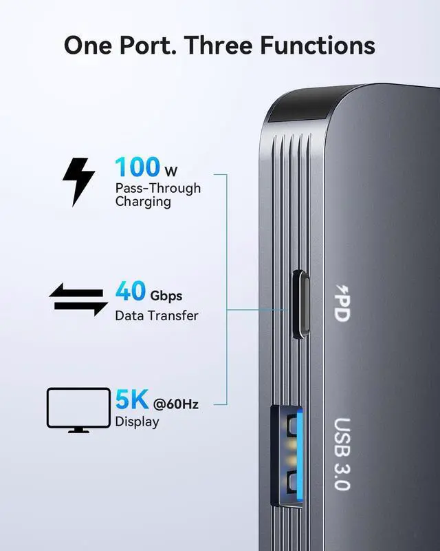 Alt view image 3 of 7 - KEHIPI USB C Adapter for MacBook Pro/Air M1 M2 M3 2023 2022 2021 2020 2019, 7-in-2 USB-C Hub MacBook Pro Accessories with Thunderbolt 3 PD Port, 4K@60Hz HDMI, 3 USB 3.0 Ports, TF/SD Card Reader