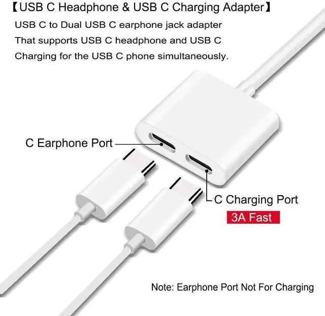 Alt view image 2 of 6 - KEHIPI USB C Splitter, Dual USB C Audio and Charger Adapter Compatible with ipad Pro/Air 4,Samsung Galaxy Phone S21/S20/FE 5G/+/Ultra/Note 20/10+Plus,Google Pixel 4/3/2 XL
