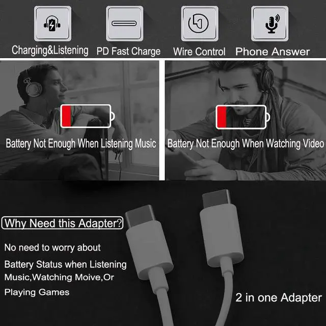 Alt view image 3 of 6 - KEHIPI USB C Splitter, Dual USB C Audio and Charger Adapter Compatible with ipad Pro/Air 4,Samsung Galaxy Phone S21/S20/FE 5G/+/Ultra/Note 20/10+Plus,Google Pixel 4/3/2 XL