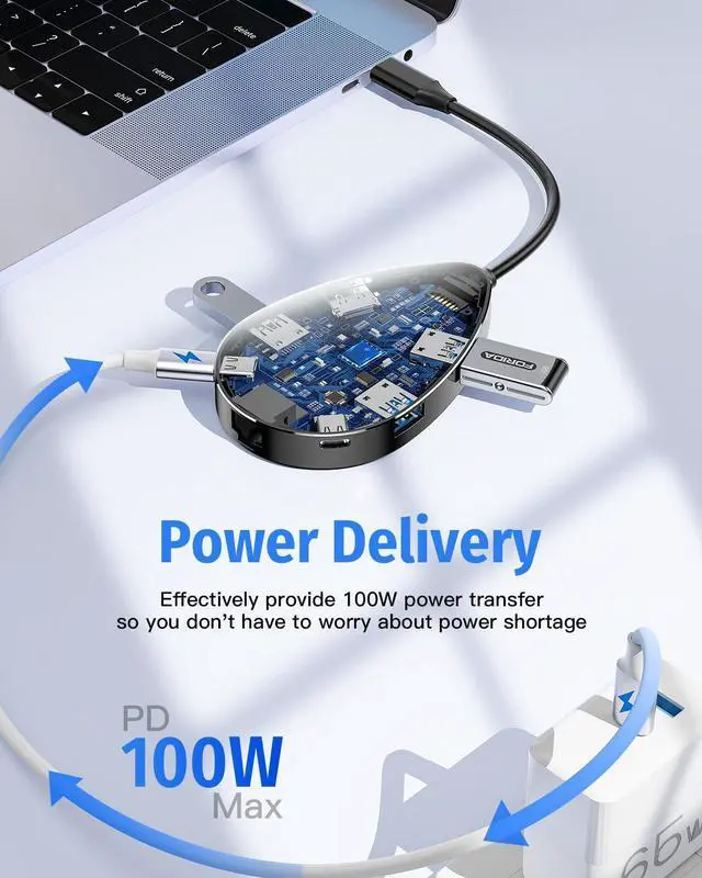 Alt view image 4 of 7 - KEHIPI USB C Docking Station, USB C Hub, 4K HDMI Type C to USB Adapter, 1 Gbps Ethernet, 100W Power Delivery, 3 USB 3.0&1 Type-C 3.0 for MacBook Pro Air, Dell,XPS (Single HDMI)