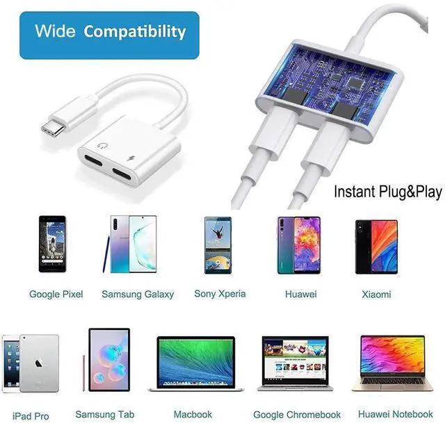 Alt view image 4 of 6 - KEHIPI USB C Splitter, Dual USB C Audio and Charger Adapter Compatible with ipad Pro/Air 4,Samsung Galaxy Phone S21/S20/FE 5G/+/Ultra/Note 20/10+Plus,Google Pixel 4/3/2 XL