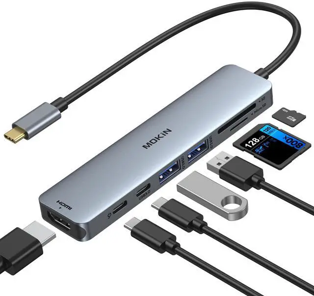 Main image of KEHIPI USB C Hub HDMI Adapter for MacBook Pro/Air, 7 in 1 USB C Dongle with HDMI, SD/TF Card Reader, USB C Data Port,100W PD, and 2 USB 3.0 Compatible for MacBook Pro/Air, XPS,  Thinkpad.