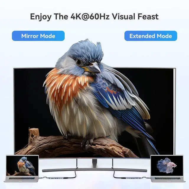 Alt view image 3 of 7 - KEHIPI USB C Hub HDMI Adapter for MacBook Pro/Air, 7 in 1 USB C Dongle with HDMI, SD/TF Card Reader, USB C Data Port,100W PD, and 2 USB 3.0 Compatible for MacBook Pro/Air, XPS,  Thinkpad.