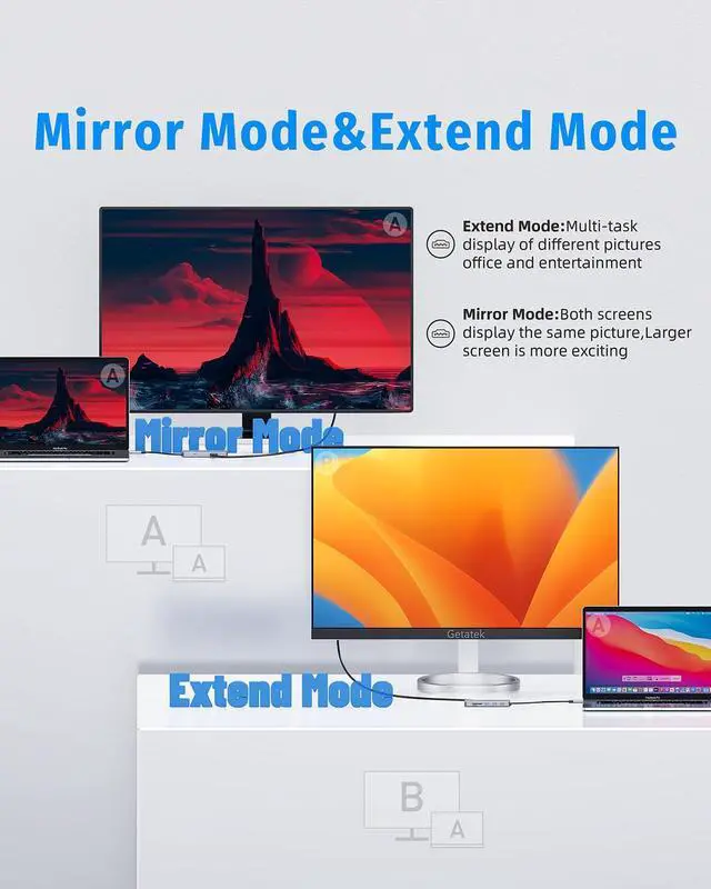 Alt view image 5 of 7 - KEHIPI USB C 10GB Hub, USB C to HDMI Dock Compatible for MacBook Pro/Air, Chromebook, Dell XPS, HP and More (SD/TF Card Reader, Ethernet,100W PD3.0, 4K HDMI,USB 10GB Port)