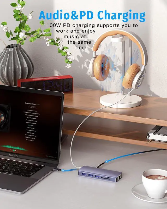 Alt view image 6 of 7 - KEHIPI USB C 10GB Hub, USB C to HDMI Dock Compatible for MacBook Pro/Air, Chromebook, Dell XPS, HP and More (SD/TF Card Reader, Ethernet,100W PD3.0, 4K HDMI,USB 10GB Port)