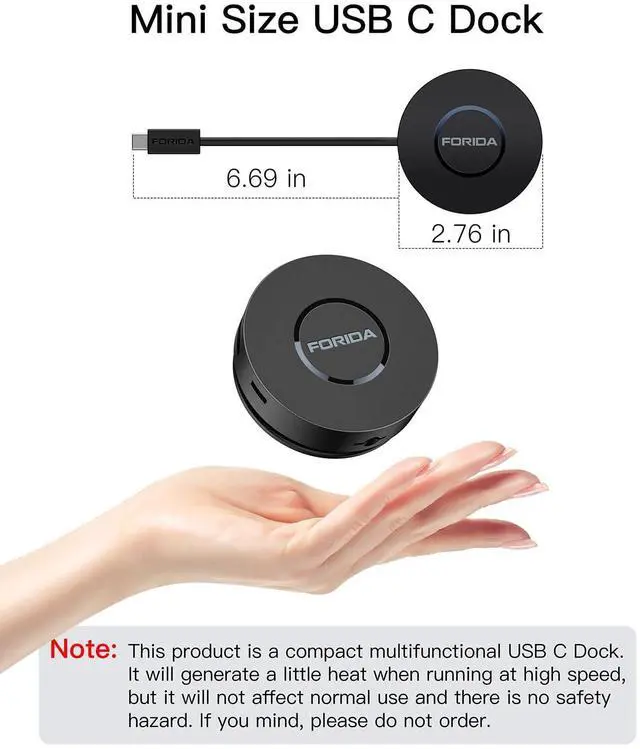 Alt view image 7 of 7 - KEHIPI Mini USB C Docking Station Dual HDMI Monitor USB C to USB Dock Hub with Gigabit Ethernet 100W Power Delivery Micro SD Card Reader for MacBook/Dell/HP/Lenovo ThinkPad/Surface (Black)