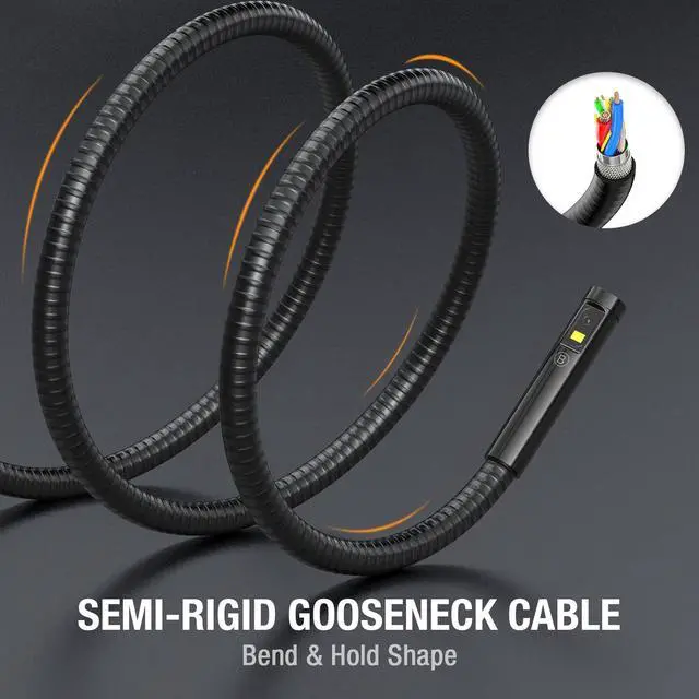 Alt view image 3 of 7 - KEHIPI Triple Lens Borescope Inspection Camera, Professional Endoscope with Light, Digital Video Scope Camera, 5" IPS Screen, Waterproof Flexible Cable for Automotive/Home/Wall/Pipe/Car (16.5FT)