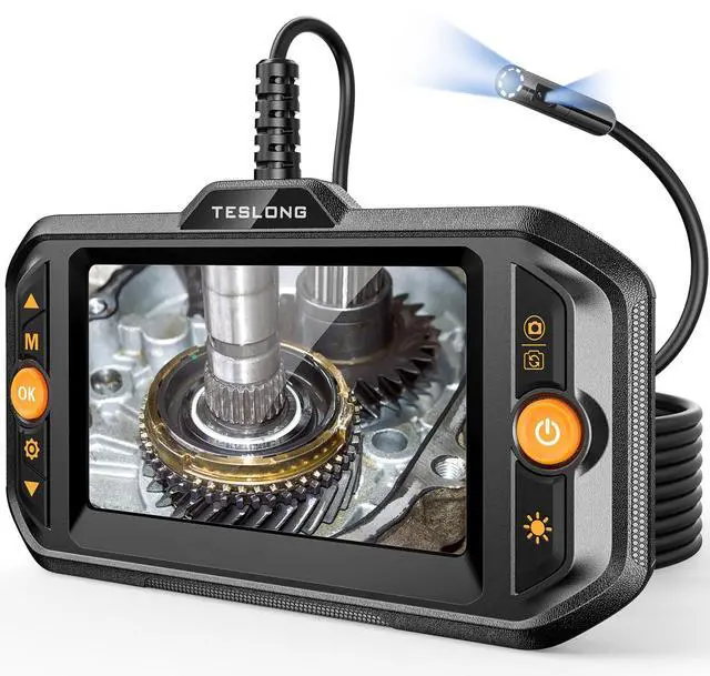 Main image of Teslong Dual Lens Endoscope with Light, Mechanic Borescope Inspection Camera, Fiber Optic Scope, Flexible Snake Probe for Automotive, HVAC, Wall & Home Inspections (16.5FT)